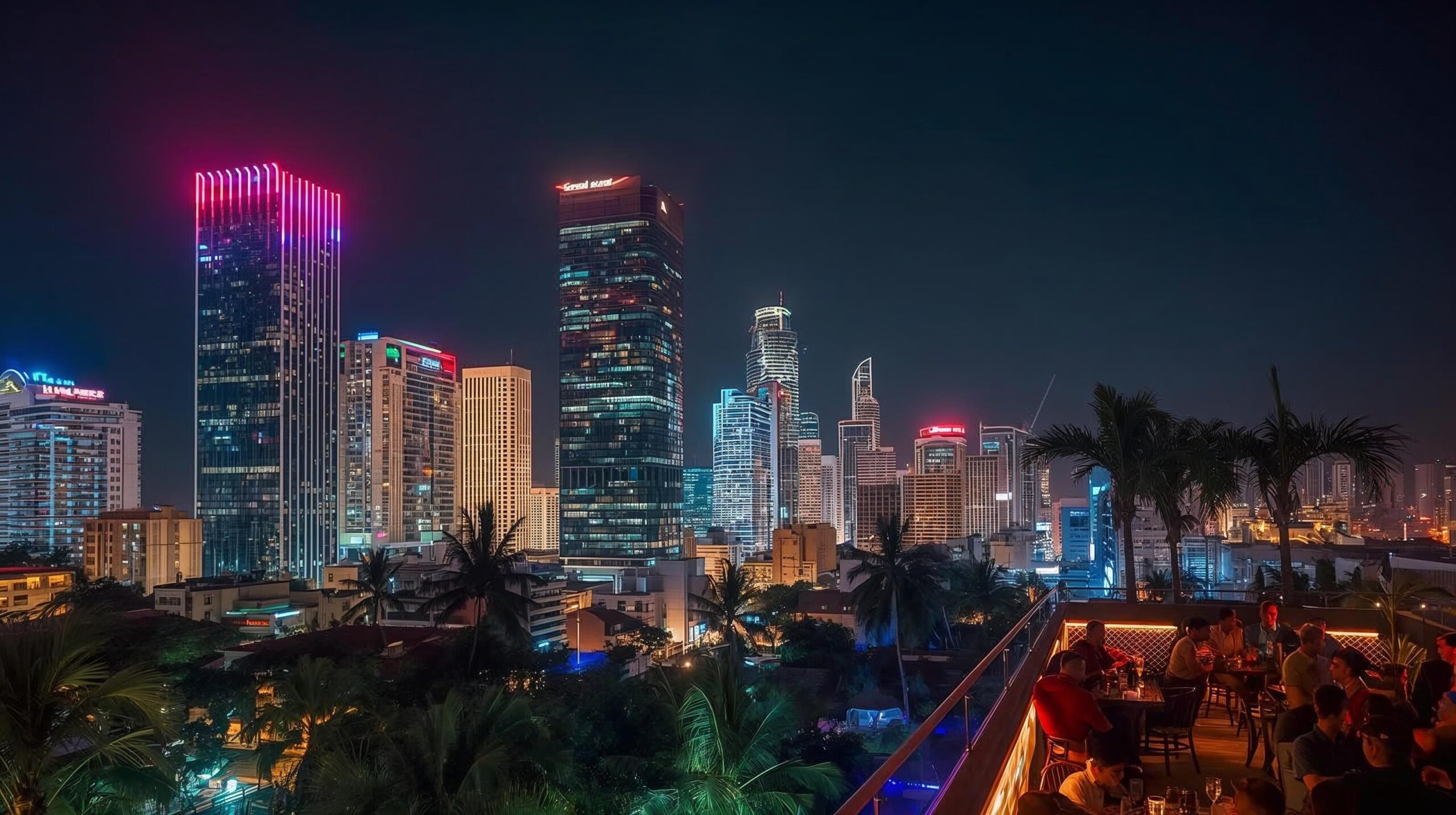 gay men enjoying cocktails at Panama rooftop bar