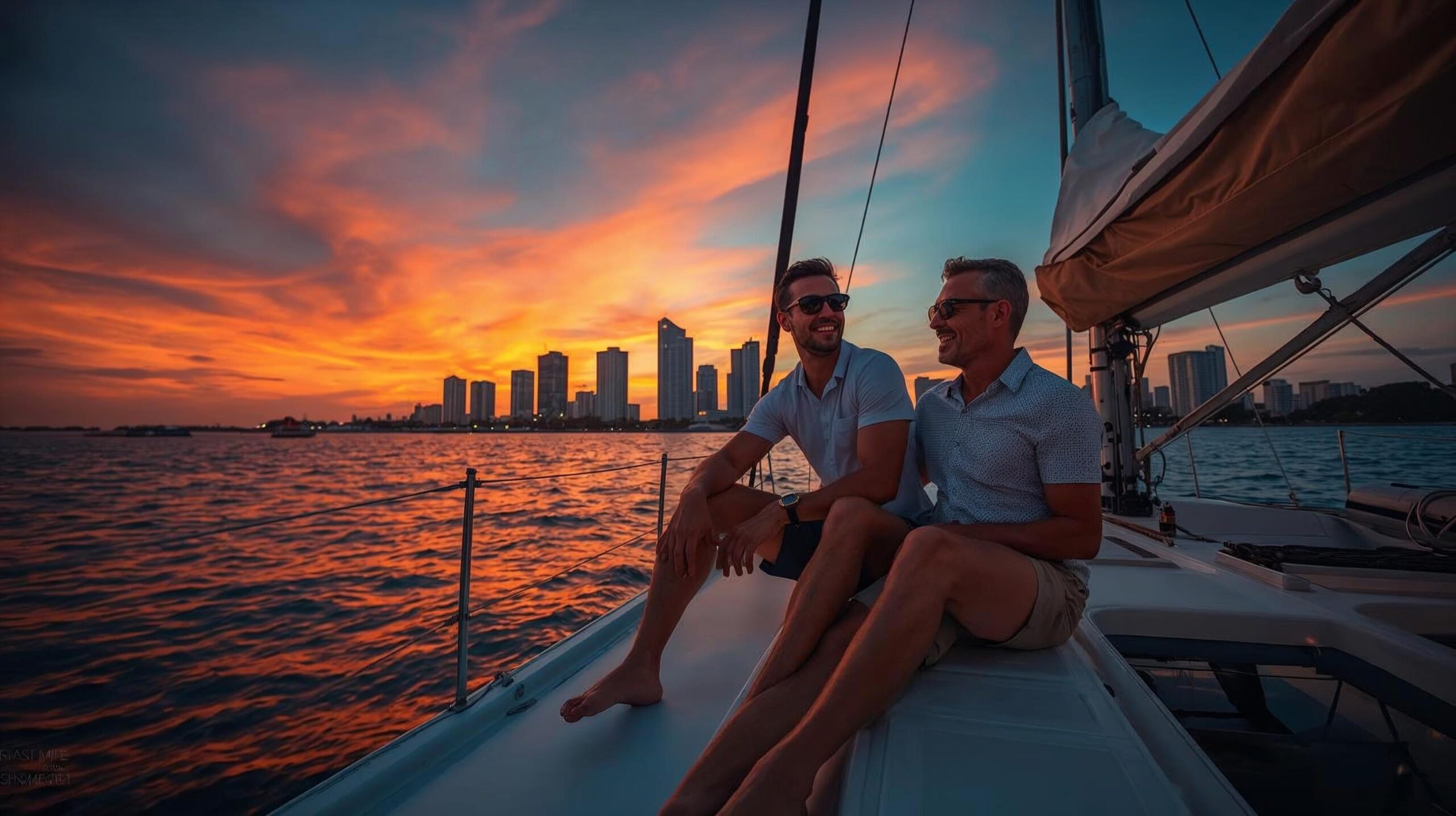 gay men on catamaran tour in Panama City Bay